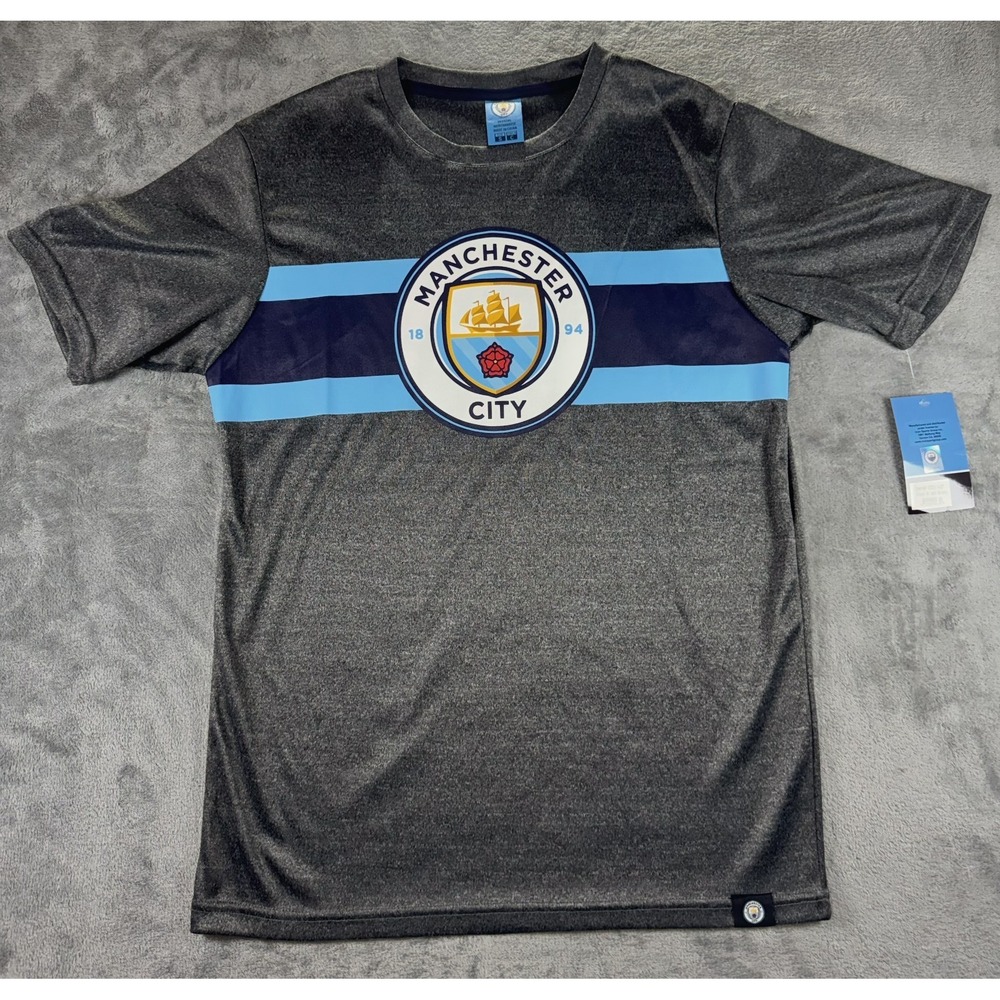 Manchester‎ City FC Icon Sports T-Shirt Heather Gray Blue Soccer Top Men Size S